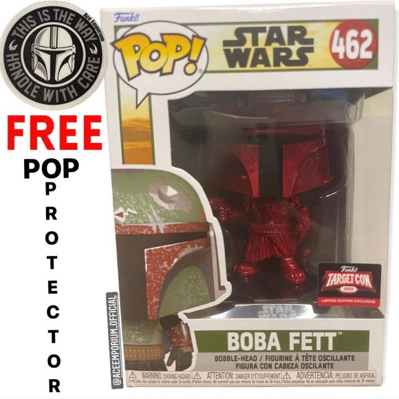 Funko Pop 462 Bobba Fett Red Chrome TARGETCON 2022 - Picture 1 of 6